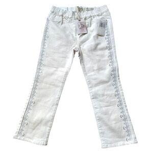 Jessica Simpson Girls Stylish White Gracie Pull-On Capri & Silver Embroidery